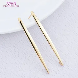 Pendientes de tuerca de patrón LARGO DE Latón chapado en oro de 14 quilates, accesorios de fabricación de joyas Diy de alta calidad, 52x3,5 MM