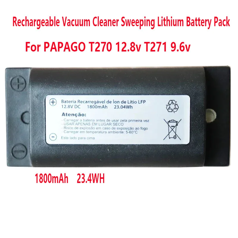 Battery For PAPAGO T270 12.8v T271 9.6v Rechargeable Vacuum Cleaner Sweeping Lithium Battery Pack