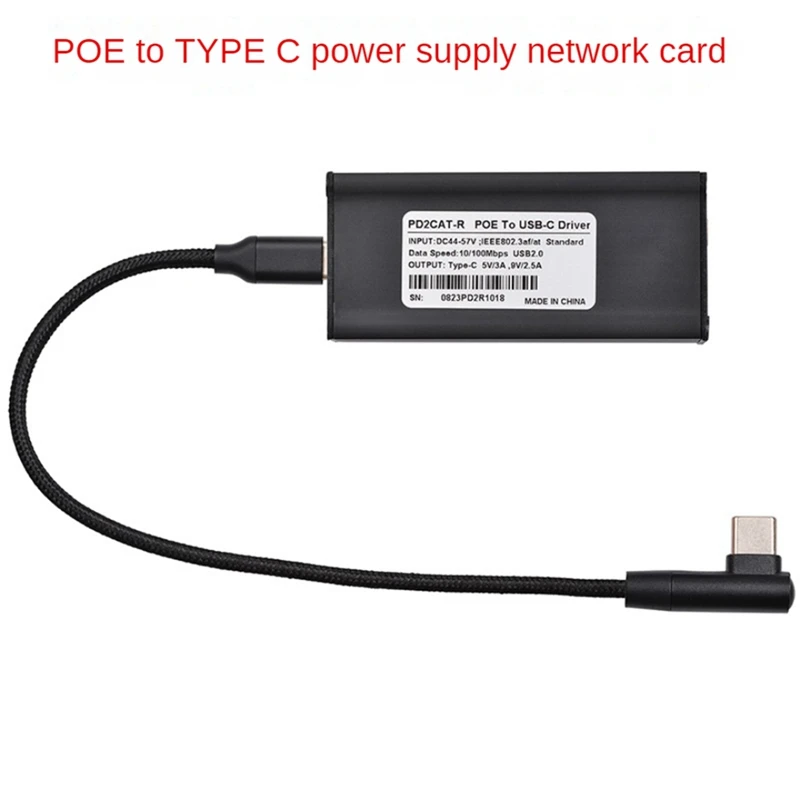 POE Power Supply Network Card POE To USB-C Network Card POE Network Card 5V 9V Adaptive USB-C Network Card Replacement