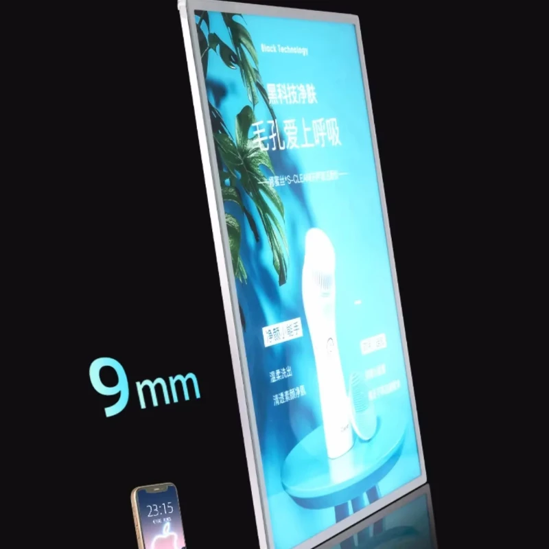 Factory's cheapest ultra-thin light-emitting display panel with rounded corners aluminum frame glass brushed light box
