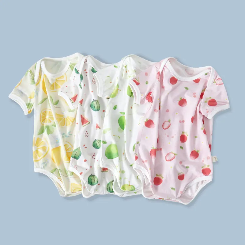 Summer infant baby boys girls Baby Bodysuits Short sleeve Playsuit Briefs crawling suit Bamboo fiber Fashion Baby Clothes