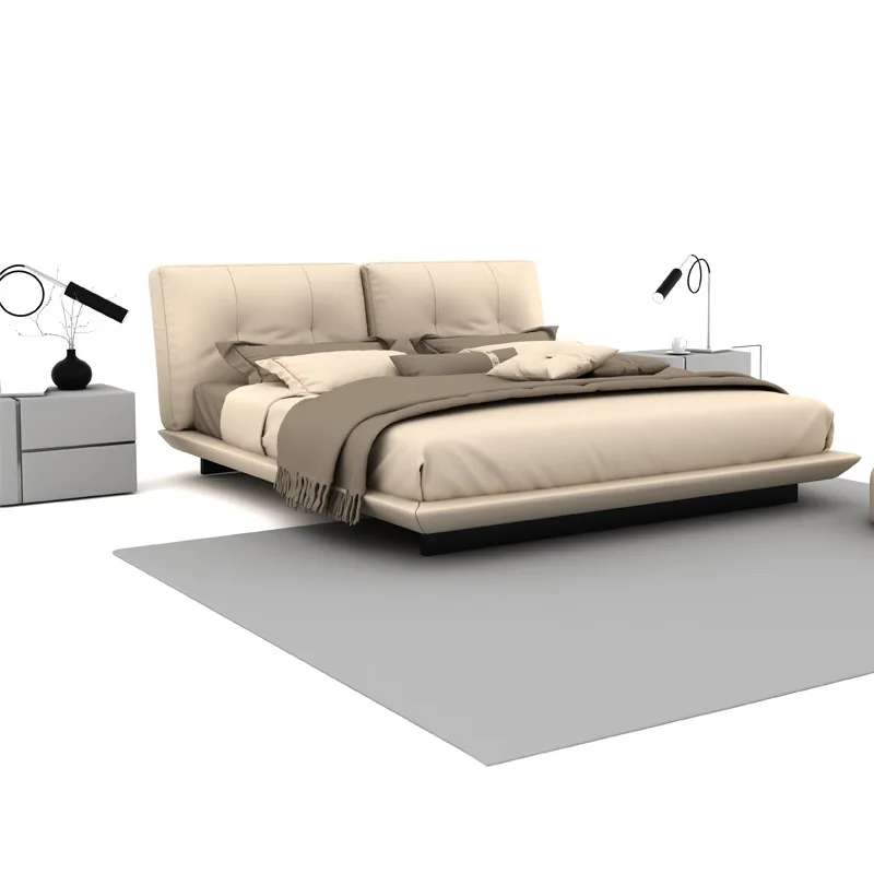 

Italian minimalist leather bed double bed