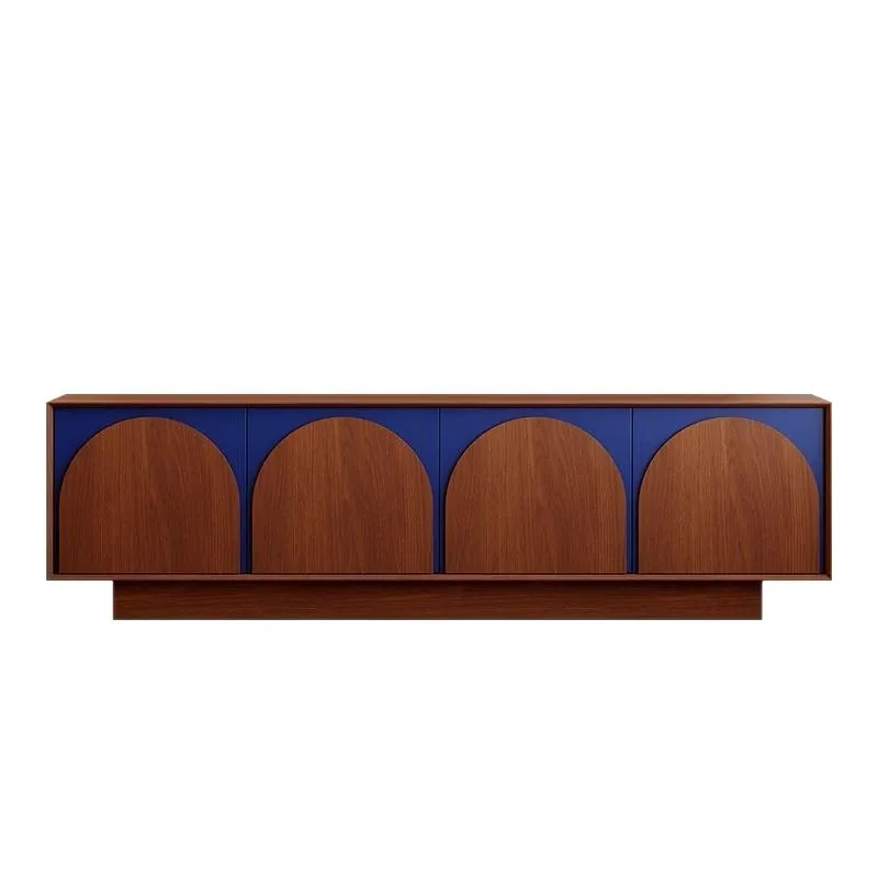 LTT French retro solid wood TV cabinet medium antique locker color matching smiley face high floor cabinet