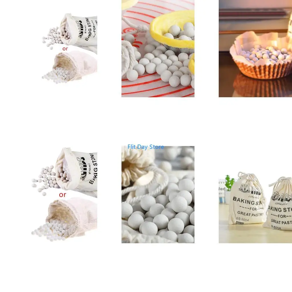 F92C 500g Cordierite Pie Baking Beans Beads Press Stone Weights with Storage Bag High Temperature Resistance