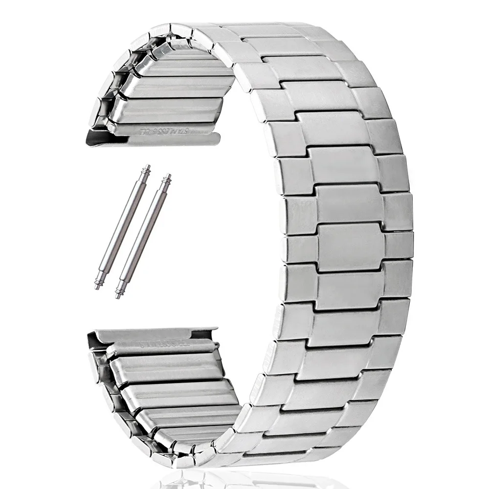 22mm Elastic Stainless Steel Watch Strap Metal Wristband Replacement for Women Men Universal Watch Bracelet Accessories