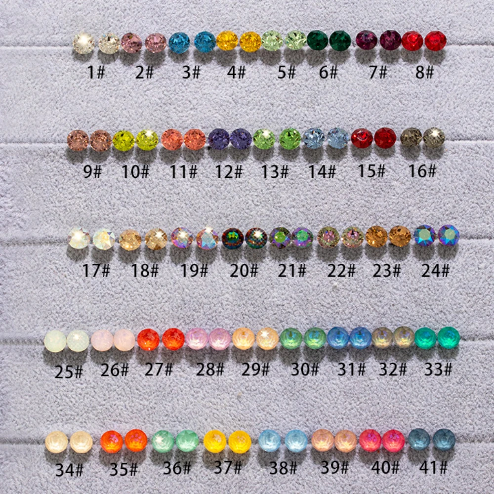 

40pcs 6mm Crystal Ear Stud Round Tragus Cute Girl Jewley Surgical Steel 20G Bar