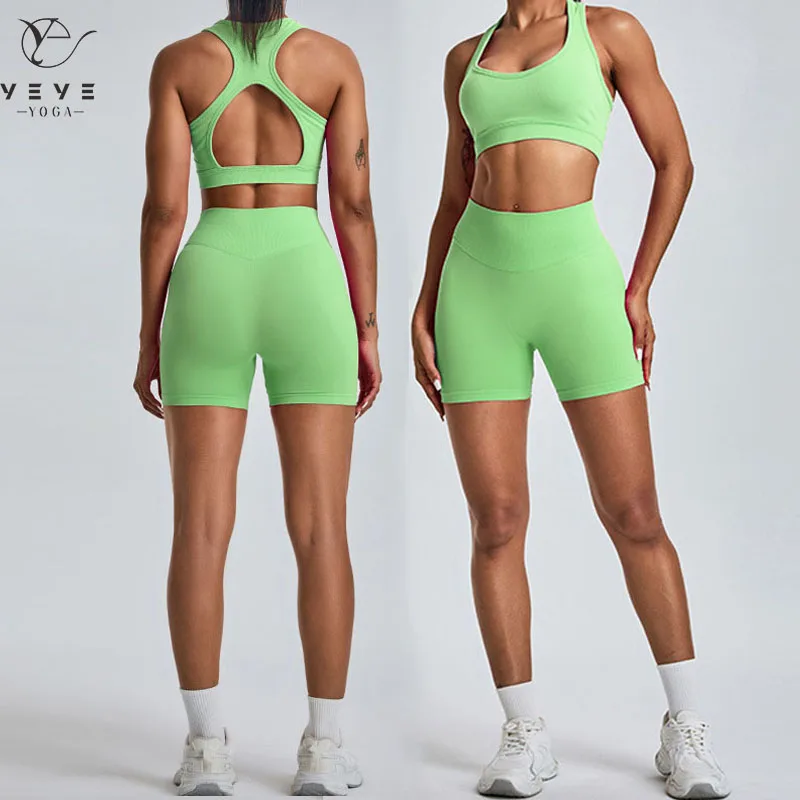 

2 Pieces Yoga Set Seamless Gym Shorts Women Sport Bras Workout Tops Yoga Clothes Fitness Leggings Gym Yoga Set 185