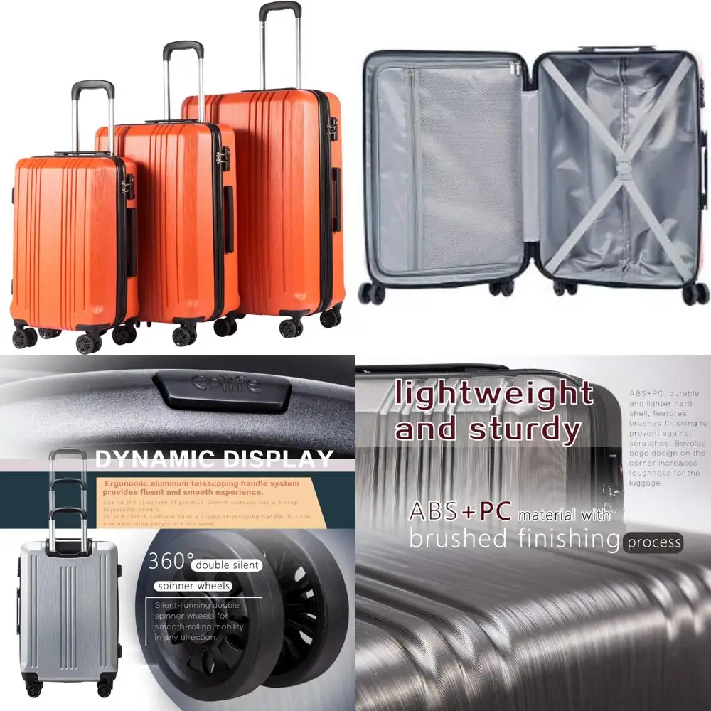 

Expandable Spinner Suitcase Set, 3-Piece, PC+ABS Material, TSA Lock, Travel Luggage with Long-Term Durability