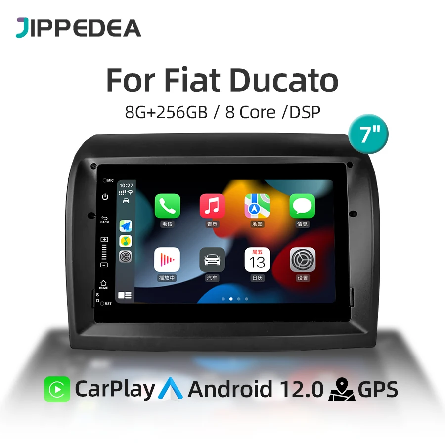 Qualcomm CarPlay Android 12.0 8G 256GB GPS Navigation 4G WiFi Car Radio For Fiat Ducato 2007-2015 Multimedia Player DSP Stereo