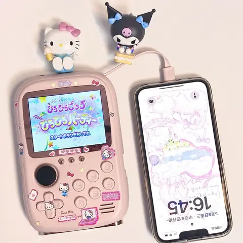 Hello Kitty Power Bank Mini Game Portable Retro Handheld Game Console Soft Light Color Screen Birthday Toys Girls' Gifts