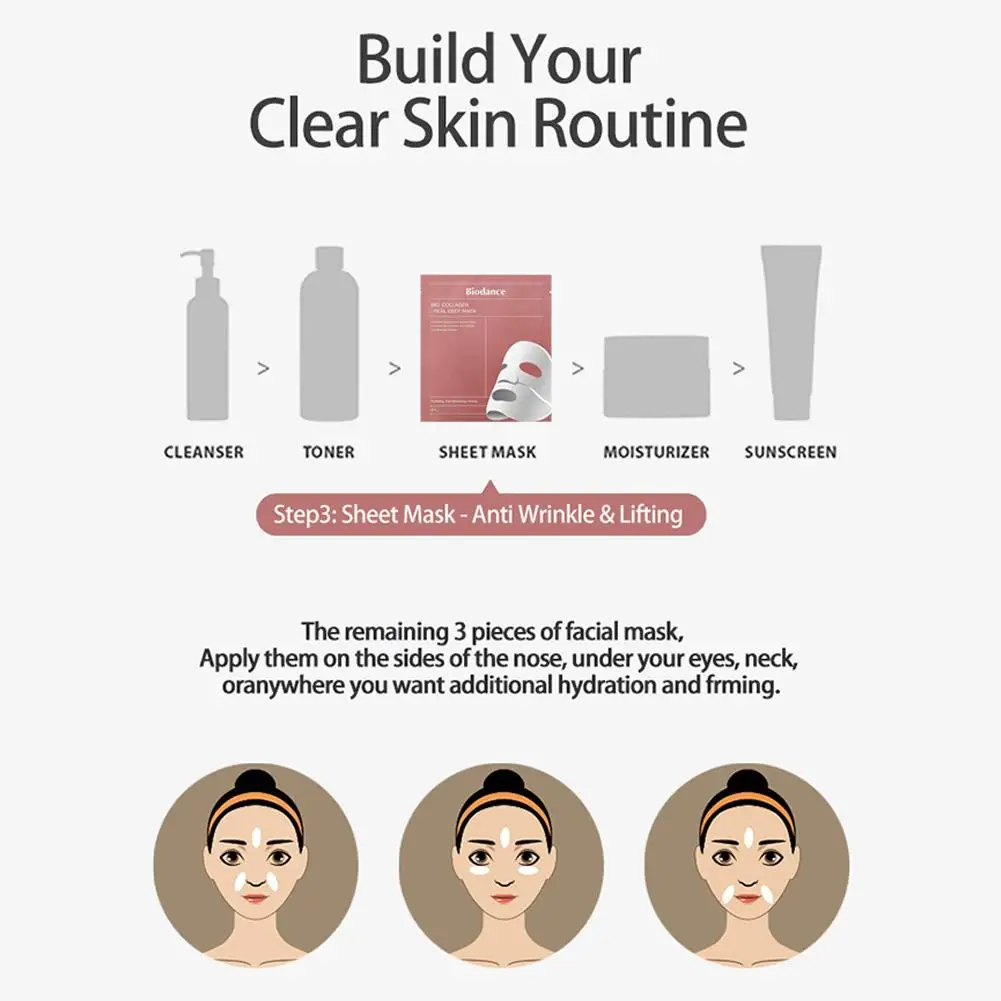 1/5/10 Uds bio-colágeno Real hidratación profunda parche máscara facial hidratante profunda nutritivo para el cuidado de la piel de las mujeres