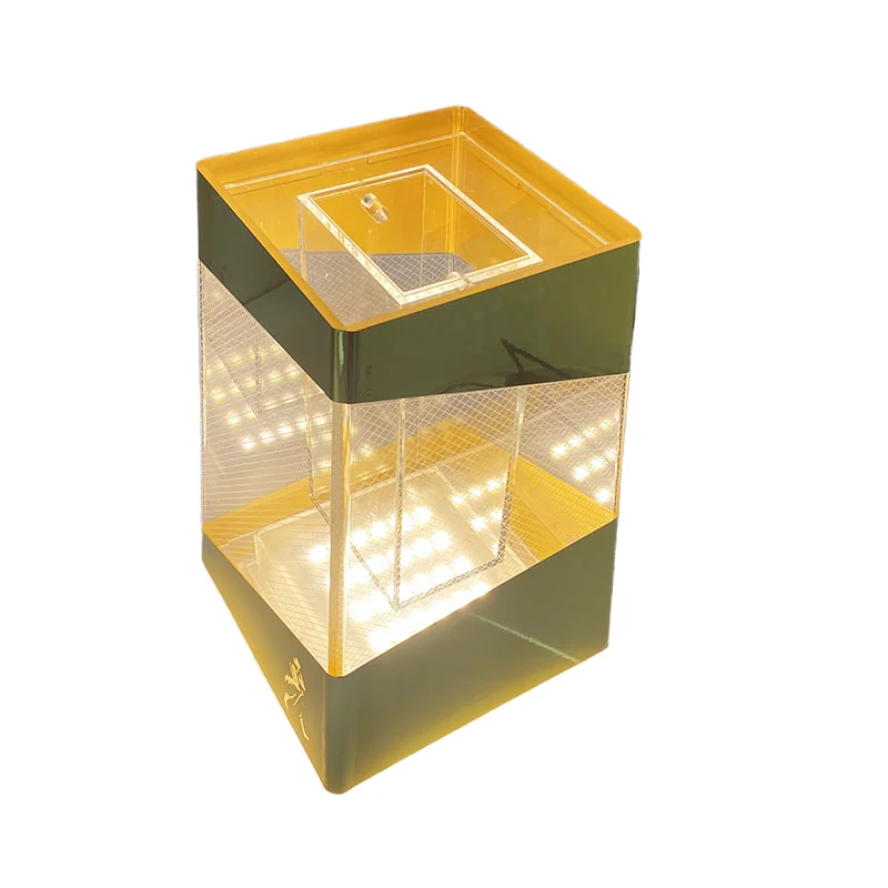 

Custom Shaped LED Gold Acrylic Display Rack Rechargeable Wine Bottle Holder and Ice Bucket