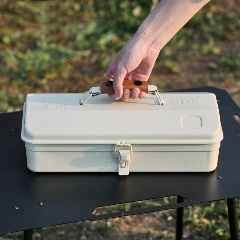 

Camping Tool Storage Box with Handle Portable Carry Storage Box Anti-Slip Camping Toolbox Iron Box for Outdoor Picnic