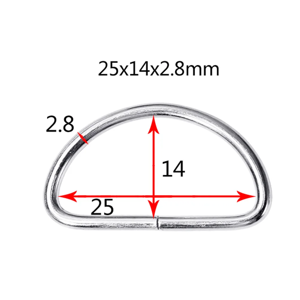 

100Pcs Semi-Circular D Ring Metal Durable Buckle for Bag Strap Webbing Belt Accessories Backpack Luggage Clothes