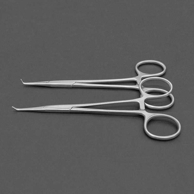 Pinça de ligadura de separação fina, pinça vascular, fixação de tecido, pinça hemostática de ângulo reto, pinça de cotovelo, surg médico