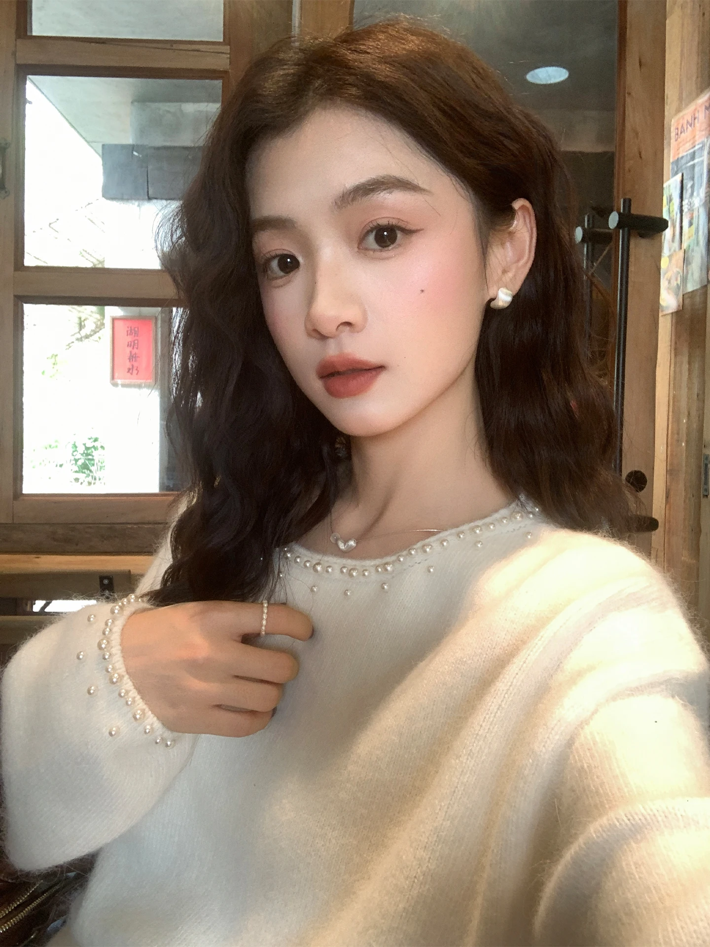 

Теплый вязаный свитер из кроличьего меха с декоративной отделкой, свободного кроя, с круглым вырезом, для женщин, на каждый день, новинка зимы, с длинными рукавами