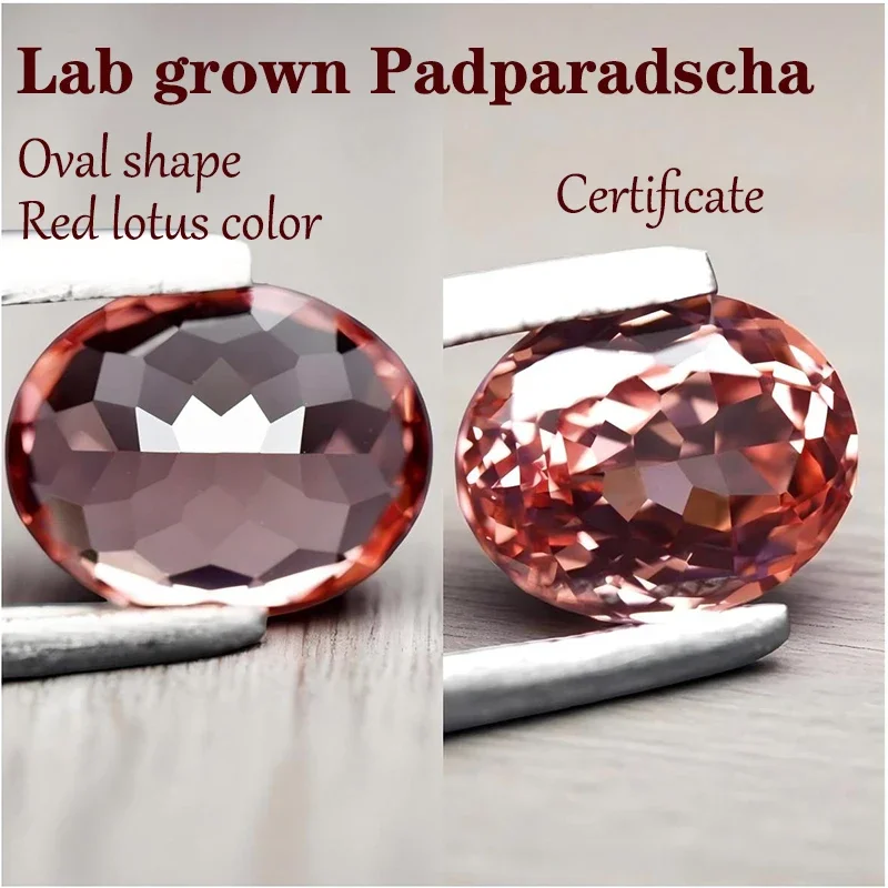 Lab Grown Padparadscha Red Lotus Color Oval Shape VVS1 for Advanced Charms Jewelry Making Materials with Certificate Wholesale
