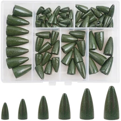 65Pcs Fishing Weights Sinkers Kit Bullet Fishing Sinkers Worm Weights Slip Sinker for Bass Fishing Texas Rigs Carolina Rigs