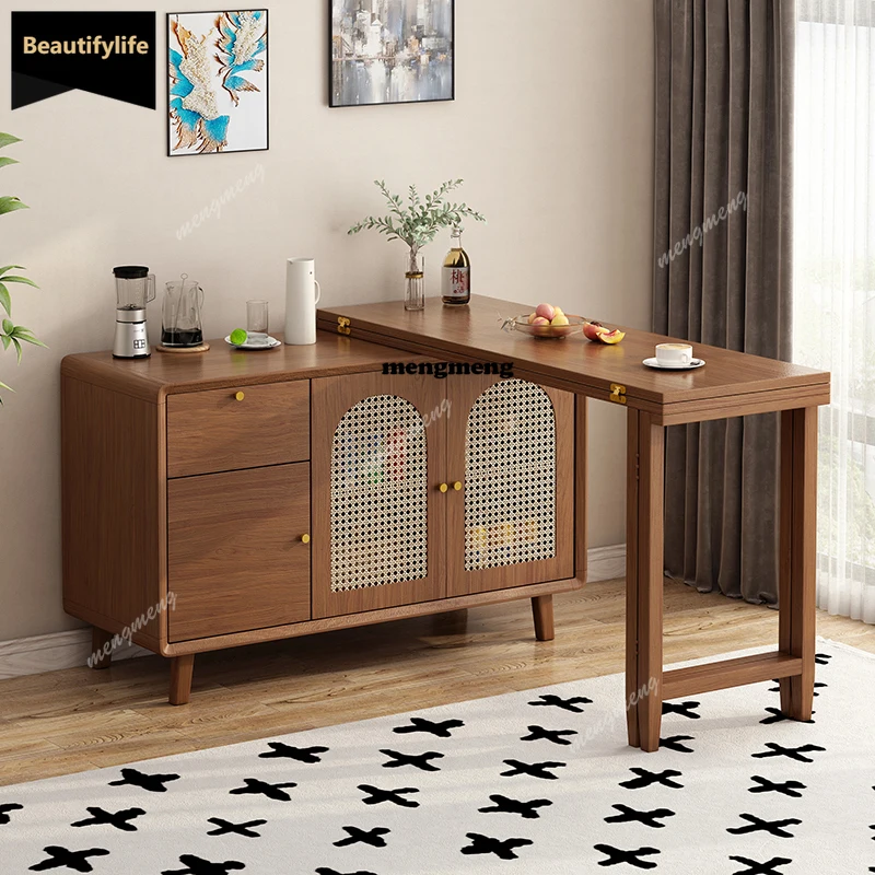 

D80 Design Square Dining Tables Wooden Extendables Natural Modern Dining Tables Kitchen Nordic Brown Mesa De Jantar Home Furnitu