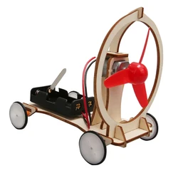 DIY Gifts Wooden For Physics Experiments Circuit Wind Power Electric Car Kit Model Educational Science