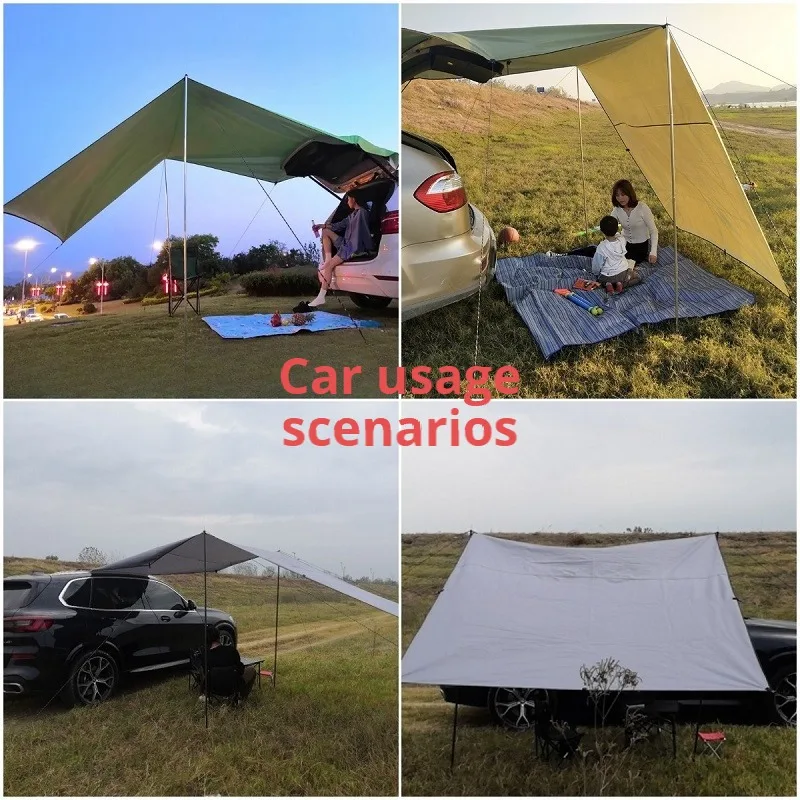 Car Motorcycle Sunshade Side Tent Waterproof and UV Resistant Portable Camping Canopy SUV Rear Tent Travel Equipment