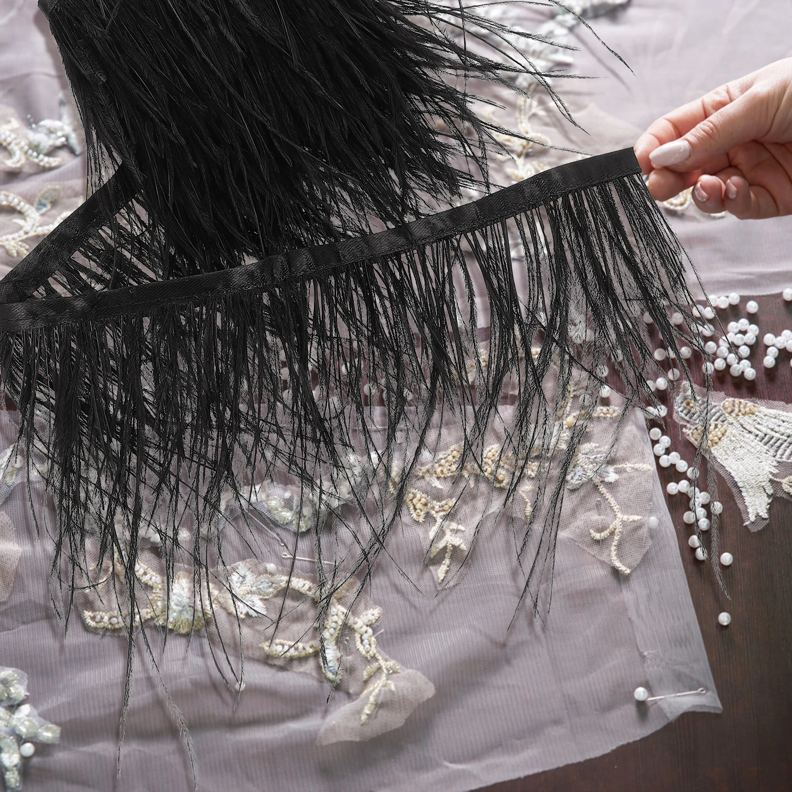 

Fabric for Clothes Making DIY Accessories Embellishment Clothing Apparel Sewing Plume Dress Fringe