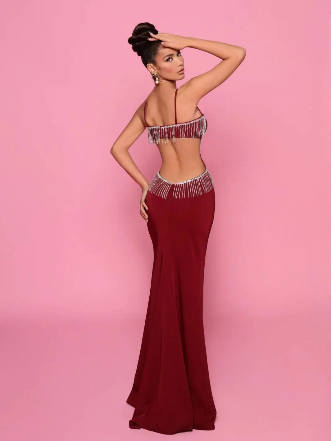 Sexy Evening Dr 2023 Women's Svel Strapl Bodycon Gown Long Skirt V-ne Mid-waist Pure Color Summer Polyester