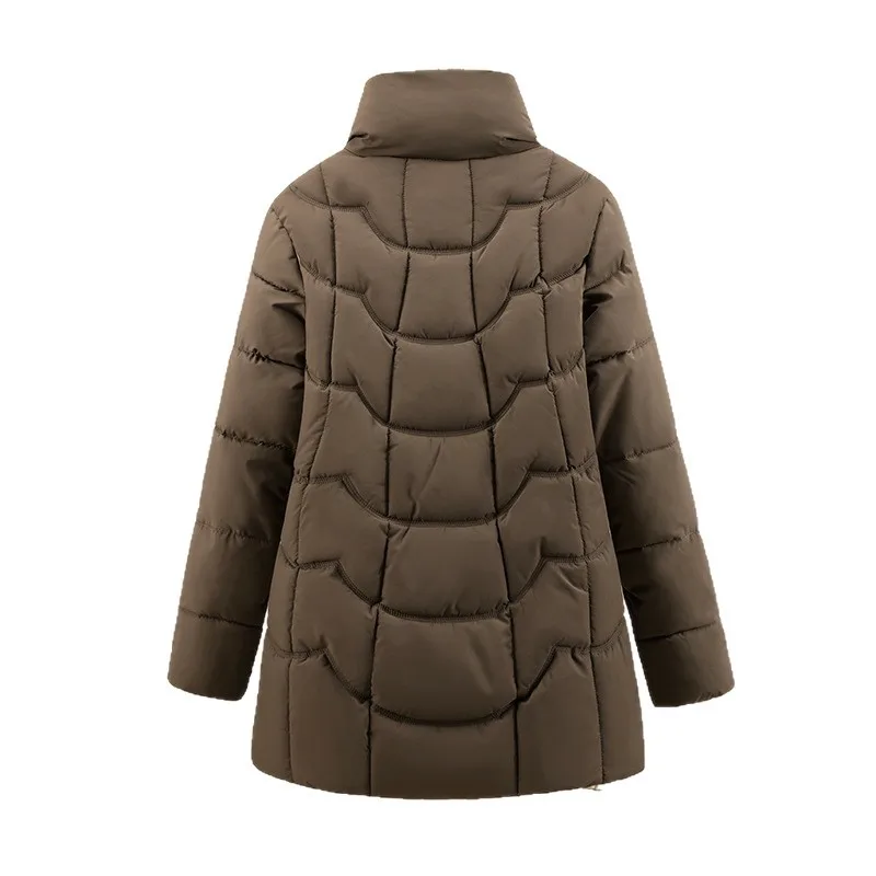 Parkas Women Mid Length Coats Stand Collar Jackets Thick Warm Y2k Streetwear Elegant Jacket Work Coat Autumn Winter 2025