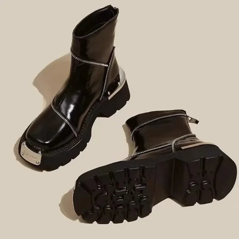 Buty damskie zimowe 2023 nowa platforma do kostek typu bots buty do chodzenia na co dzień designerski Gladiator Goth Punk motocyklowy Snow Botas