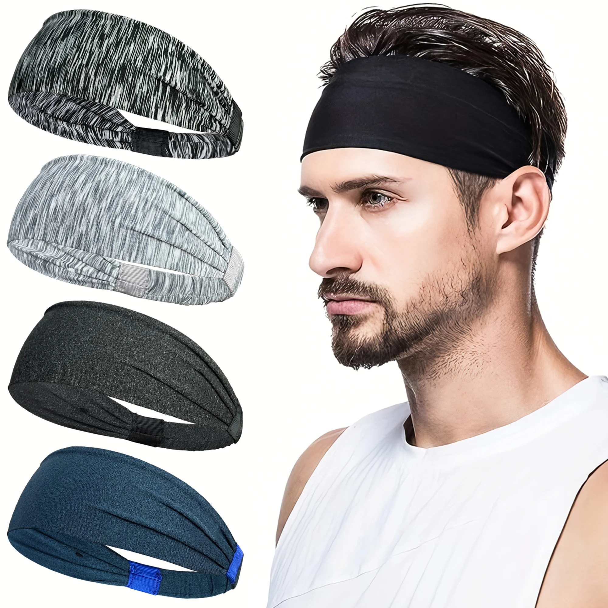 4Pcs Ultra-Thin Sports Headbands For Men Gym Yoga Sweat Hair Bands Soft Elastic Hairbands Stretch Outdoor Sport Sweatbands