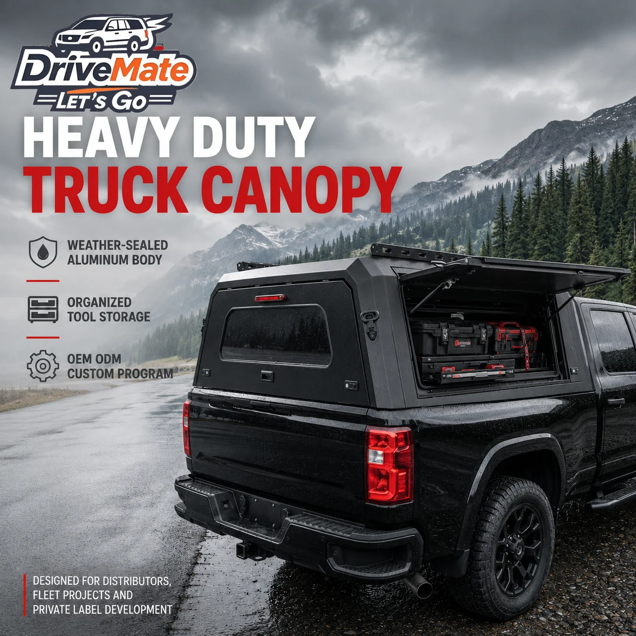 Bed cap 4x4 Aluminium Truck Canopy with Tailored Fitment for Ram 1500/2500/3500 Rainy and Snowy Weather Tool Storage Development