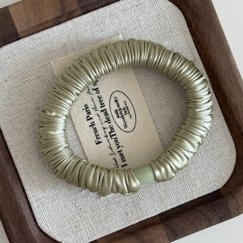 Imagen 6: Coletero de seda elástico a la moda para mujer, bandas de goma para el pelo de satén de Color sólido, coletero seda scrunchie cabello coletero pelo mujer