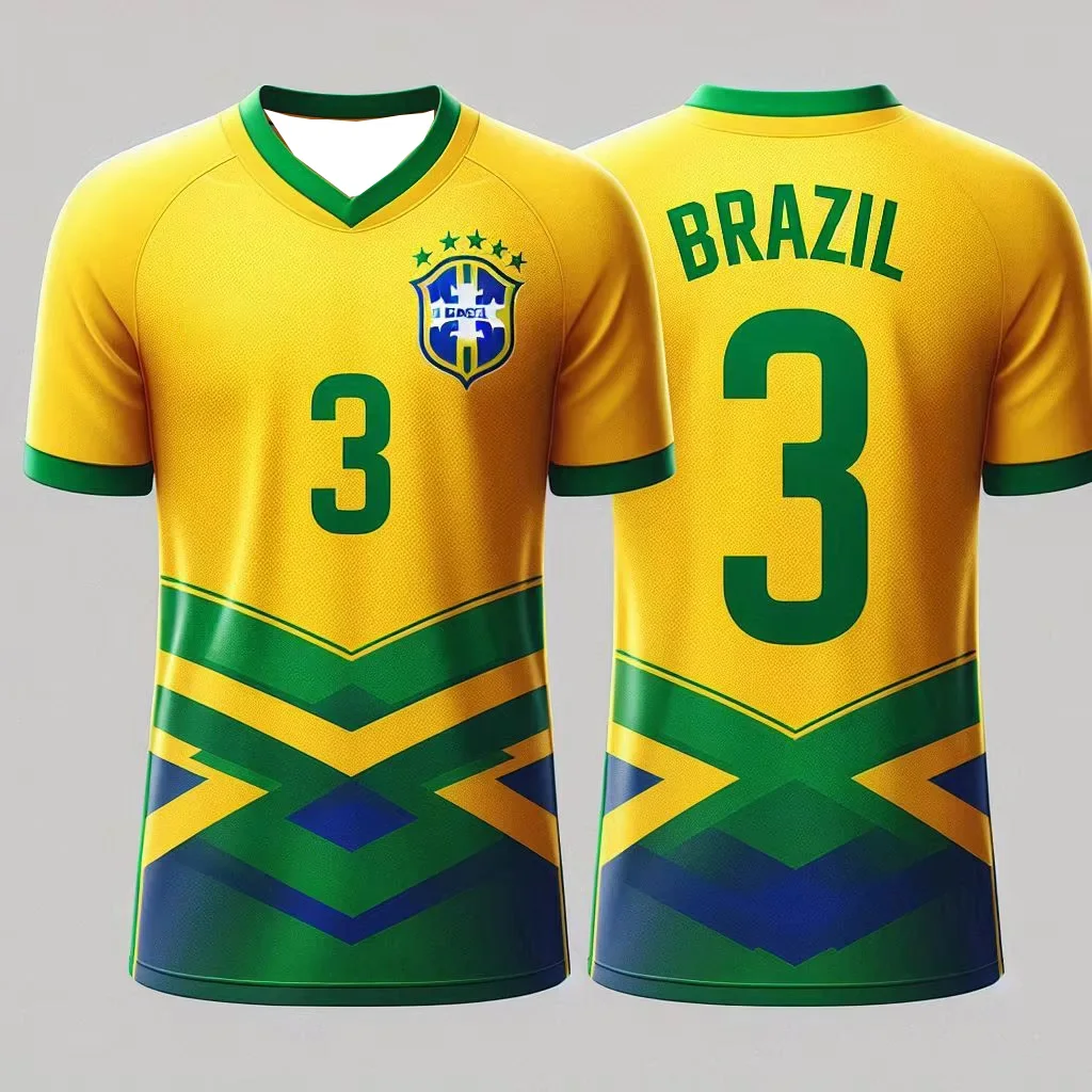 （Miniso）2025 Sports T-Shirt Men Brazil AICG Breathe Quick Football Jersey Boy Clothes Women Sports Top 3D  Men Clothing Tshirt