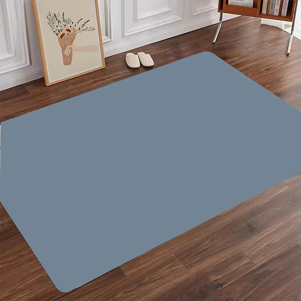 Pure Color Diatom Mud Living Room Mat Water-absorbent Bath Floor Mats Kitchen Bathroom Entry Door Mats Non-Slip Square Foot Rugs