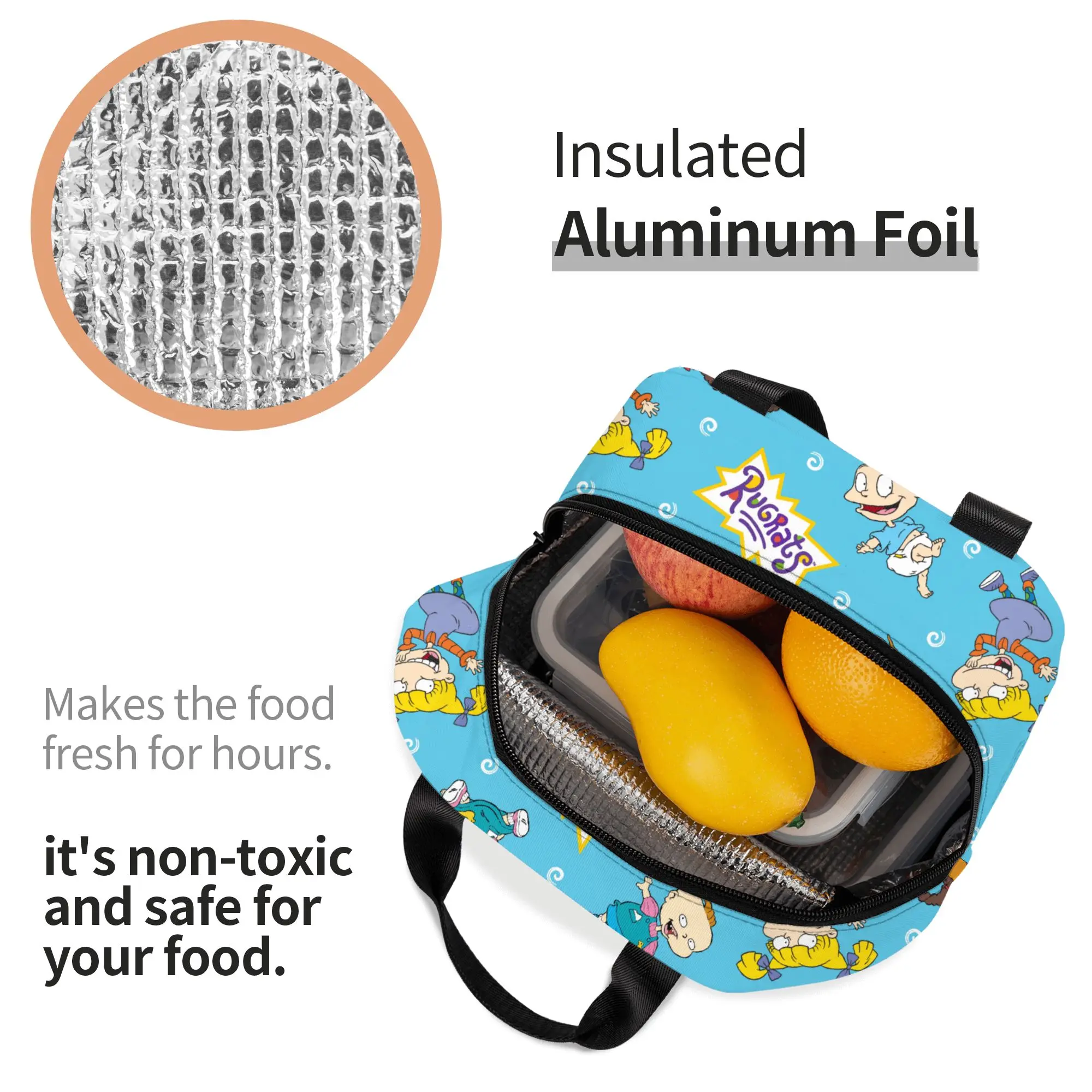 R-Rugratsd Portable Lunch Boxes for Women Leakproof Funny Naughty Child Cooler Thermal Food Insulated Lunch Bag Office Work - view 6