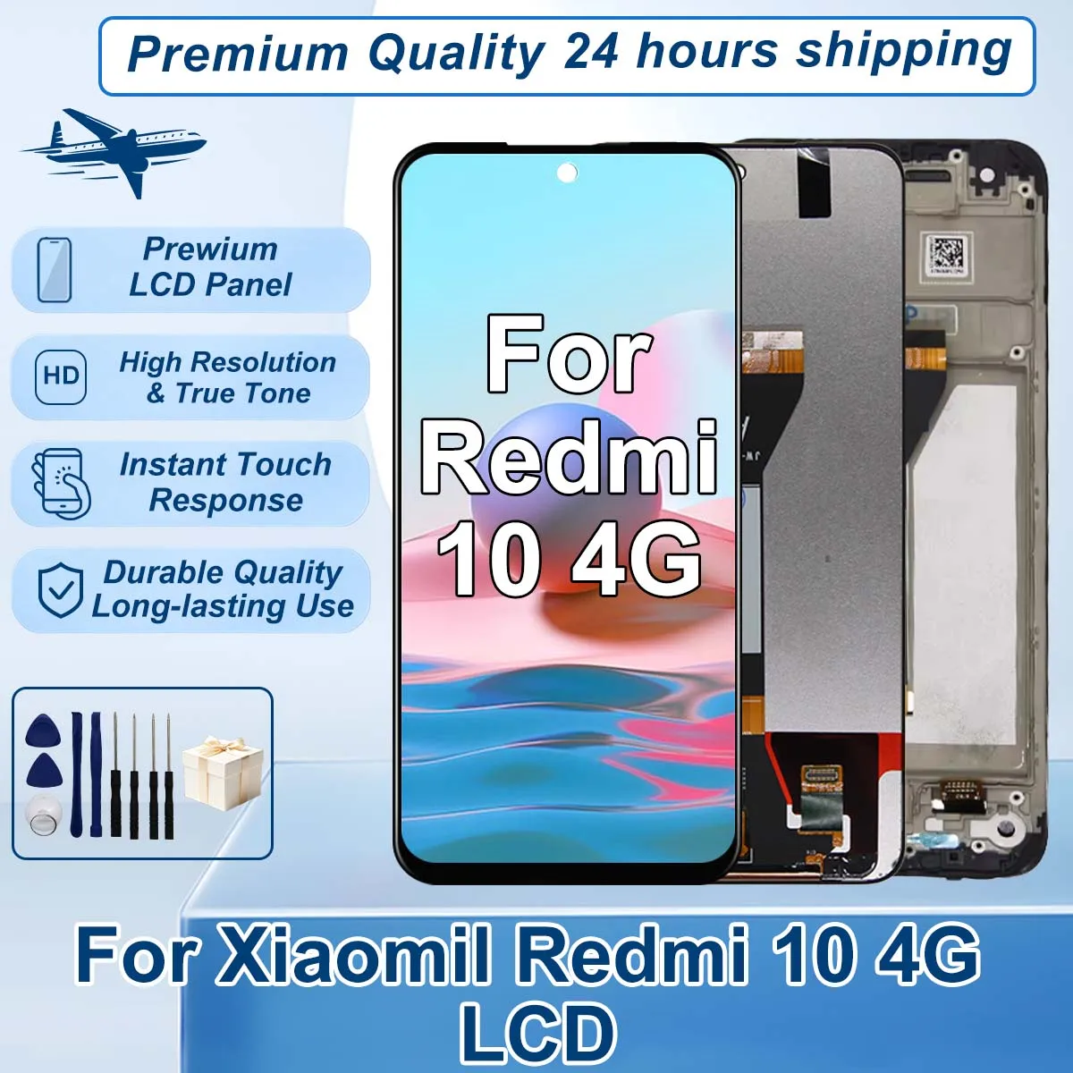 6.5” Screen For Xiaomi Redmi 10 4G LCD 21061119AG Touch Panel Screen Digitizer Assembly For Redmi 10 Display Replacement Parts