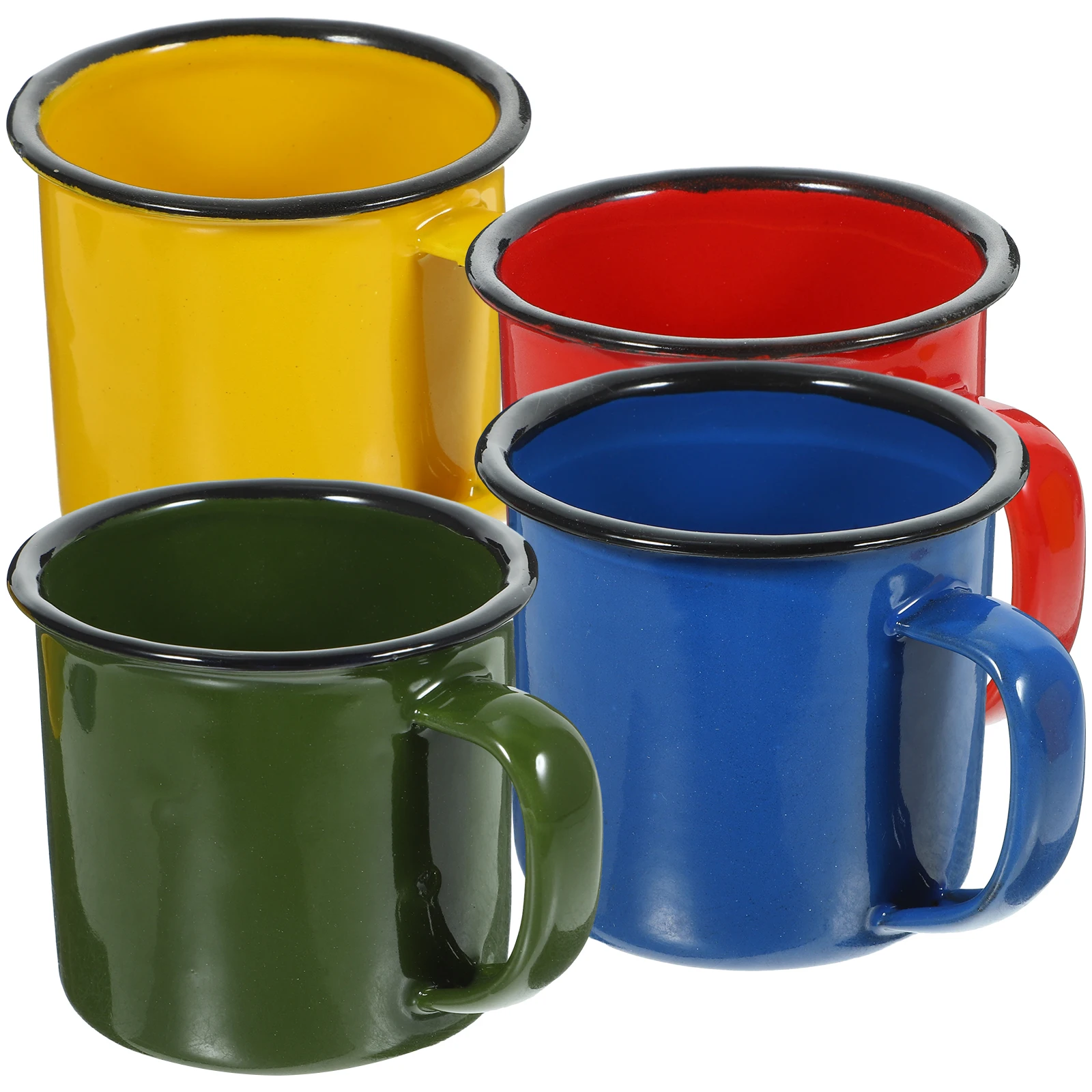 4Pcs  Household Water Cups Enamel Juice Mugs Sturdy Trustworthy Design Not Easy to Damage Rust Long-term Use Home Accessory