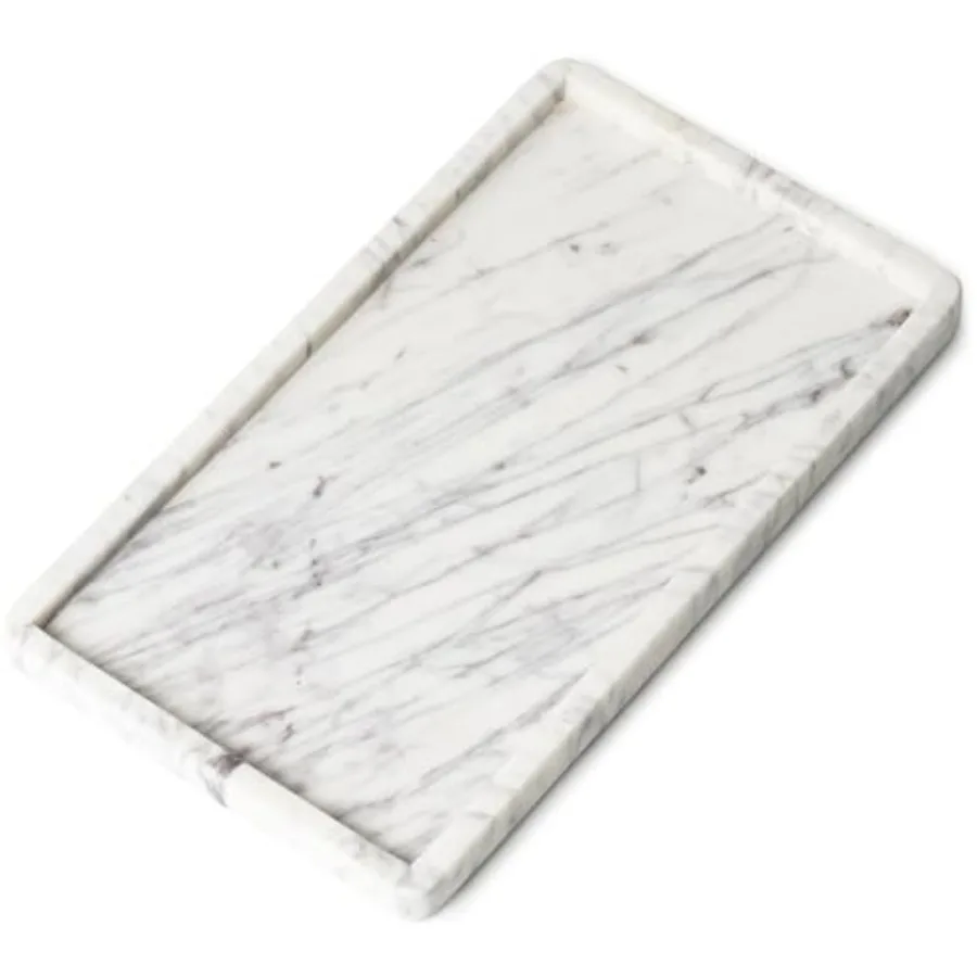 

Marble Tray for Bathroom Countertop, Kitchen Counter, or Catchall - 7½" Large Vanity Tray for Skincare or Perfume - Handcrafted