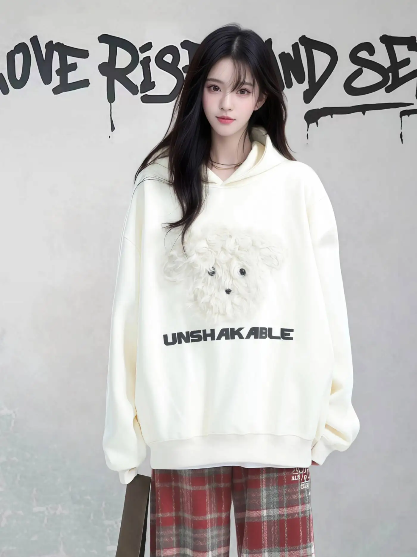 Autumn Women's Loose Casual Hoodie Puppy Pattern Oversize Long Sleeve BF Style Versatile Sweatshirt Jacket