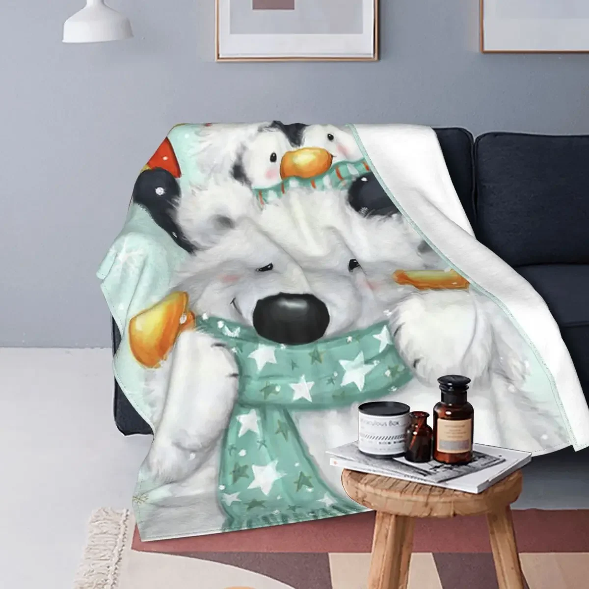 

Cartoon Penguin Baby Blankets Velvet Print Animal Multi-function Lightweight Thin Babe Carpetss For Sofa Outdoor Bedspreads