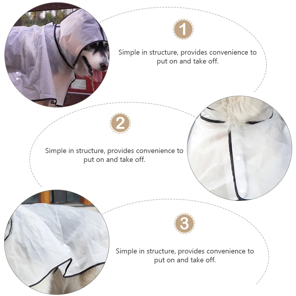 

Rain Coat Transparent Dog Raincoat Pet Jacket Supply Outdoor Hoodie Poncho White