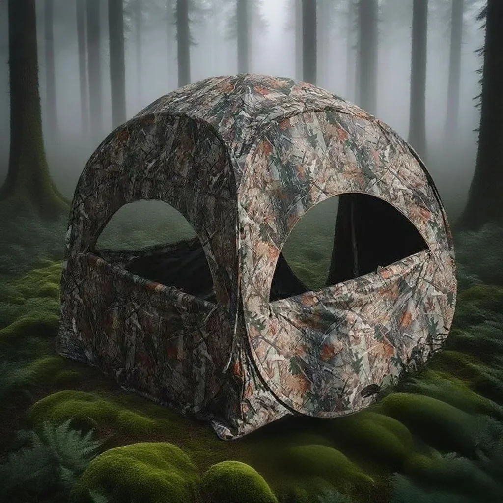 خيمة مراقبة الطيور المموهة في الهواء الطلق 270 °   خيمة صيد محمولة متعددة الأشخاص من Fore st