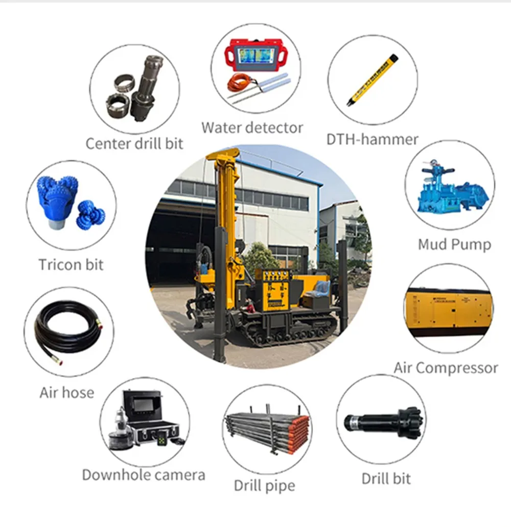 Heavy Water Air Dual Purpose Rig 200m 300m 400m 500m 600m Core Borehole Drill Portable Crawler Mounted Hydraulic DTH