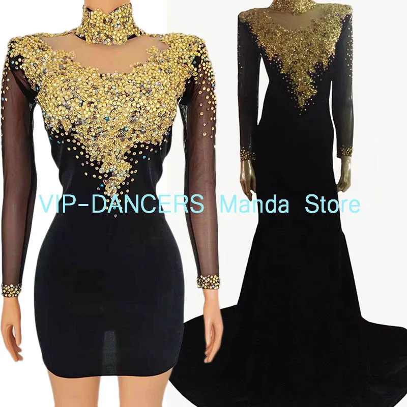 

Nightclub Bar Short Dresses Female Stage Performance Sexy Gogo Dancer Costume Festival Party Wear Birthday Dress Black VDL757