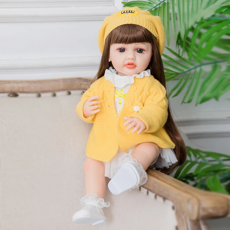 55cm Reborn Baby Doll 22 inch Full Body Silicone Waterproof Toddler Girl Doll Princess Lifelike Sof Touch Toy Christmas Gift