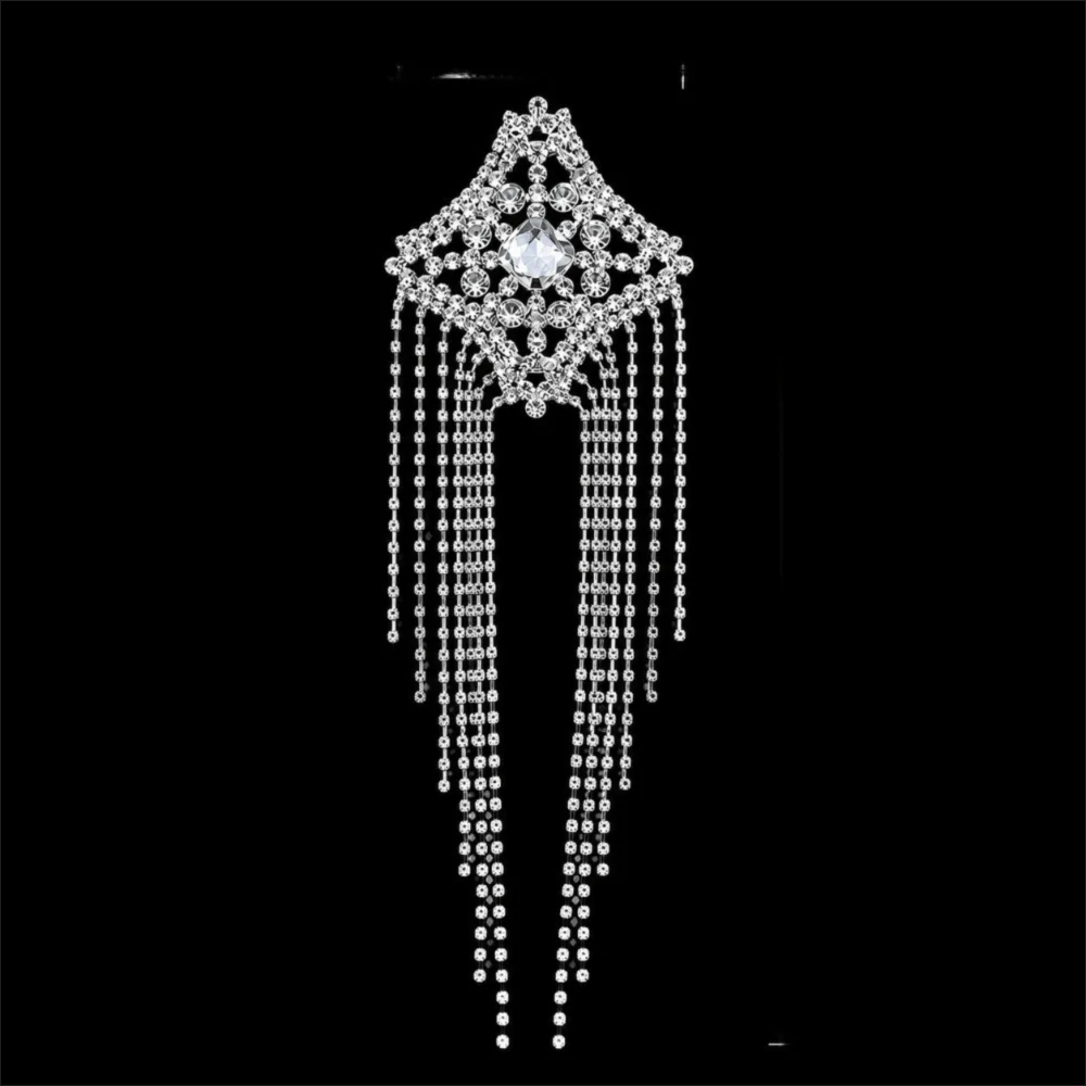 Rhinestone Shoulder Epaulets Fringe Sparkly AB Crystal Shoulder Ornament Exaggerated Lightweight Rhinestone Epaulets