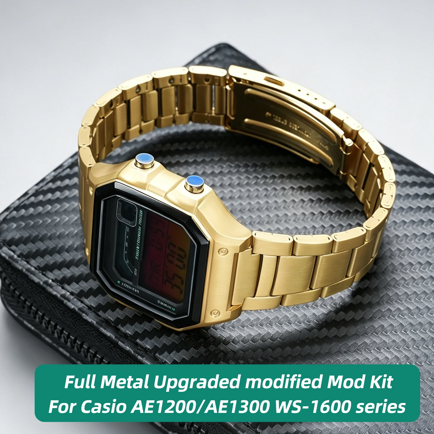 

Комплект для модификации AE1200 из цельного металла, улучшенный, с корпусом из стали 304, стеклянным уплотнительным кольцом и запасными частями для Casio AE1200/1300 WS-1600