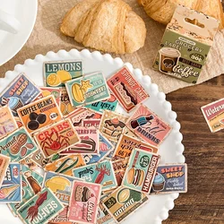 MOHAMM 45pcs Vintage Label Paper Stickers Coffee Fruit Cake Drinks Decorative Stickers for Collage Scrapbooking DIY Journaling