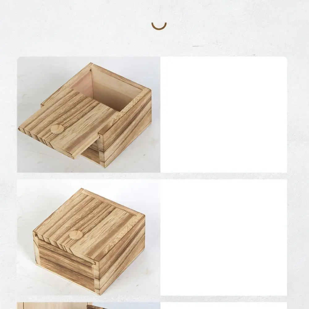 Natural Solid Wood Storage Organizer Sliding Cover Retro Style Case For Jewelry Tea Gift Packaging Minimalist Wooden Box