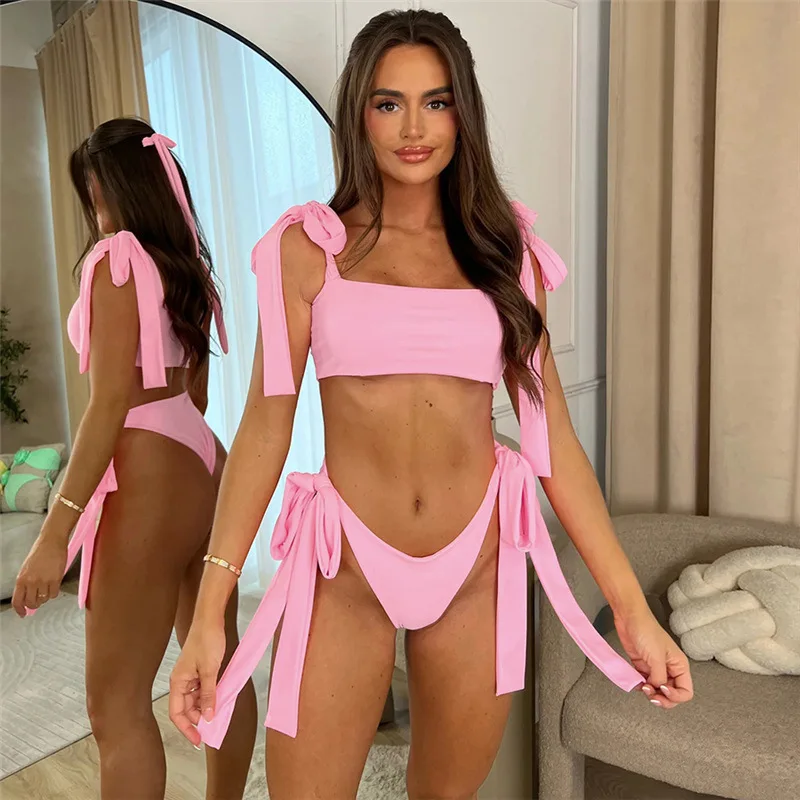 Maillot de bain 2 pièces imprimé léopard pour femmes, bikini, ensemble jupe d'été, haut + sous-vêtements courts, streetwear fille chaude